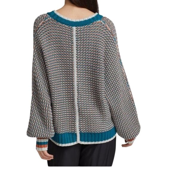 NWT Ramy Brook Larson Metallic Knit V-Neck Sweater Multicolor Size M - Picture 3 of 16